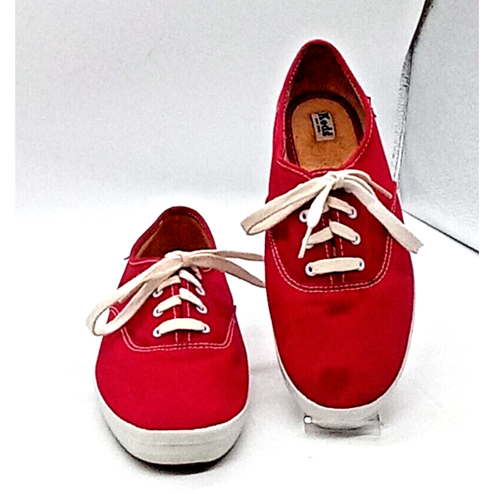 Keds Champion Sneakers Shoes Red Canvas Women's Size 8.5 Low Lace Up - Picture 3 of 13